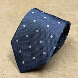 Indochino Tie 100% Silk Satin Polka Dot Blue 3"